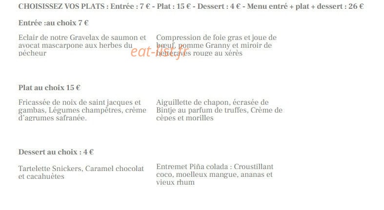 Chez Yanou — carte page 1