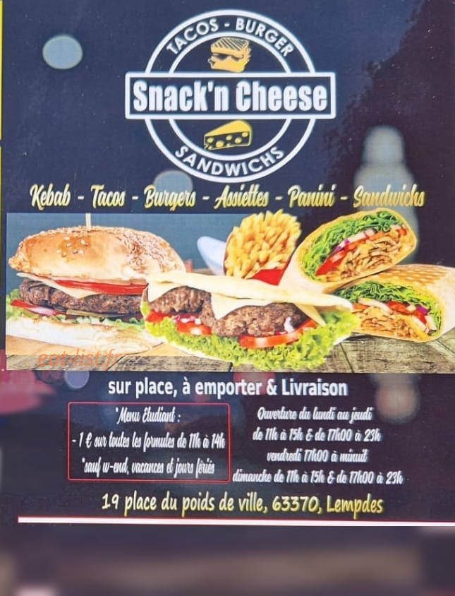 Snack'N-Cheese — carte page 1