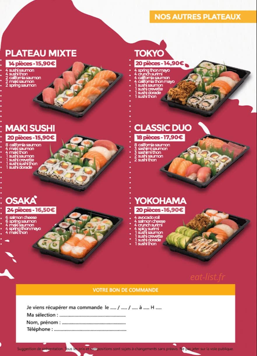 Sushi Master — carte page 1