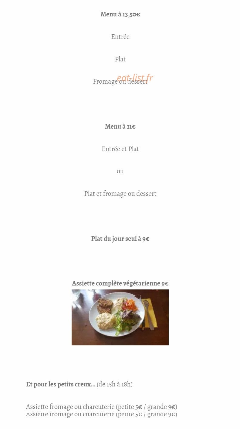 Carte et menu de Café Citoyen des Combrailles ô 3C à Saint Gervais d'Auvergne — Les menus