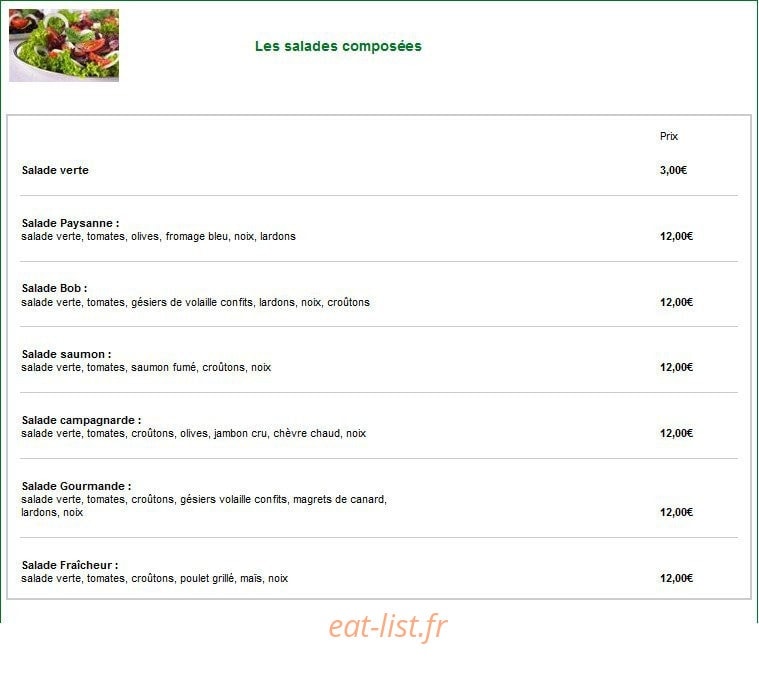 Bob's Pizza — carte page 4