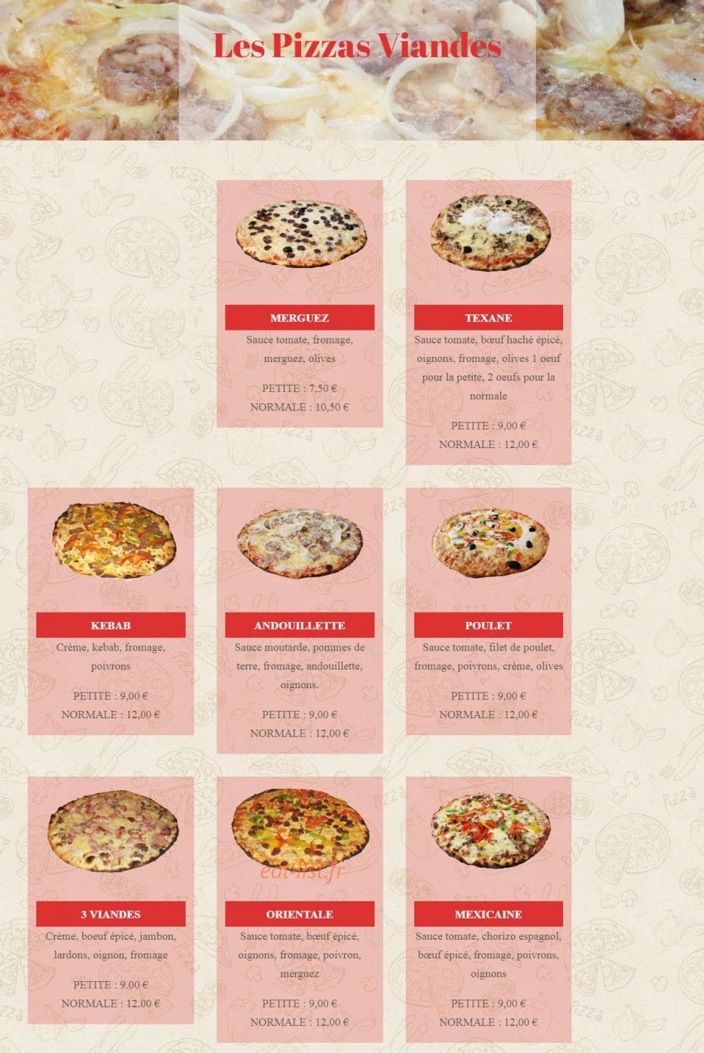Cham' pizza — carte page 5