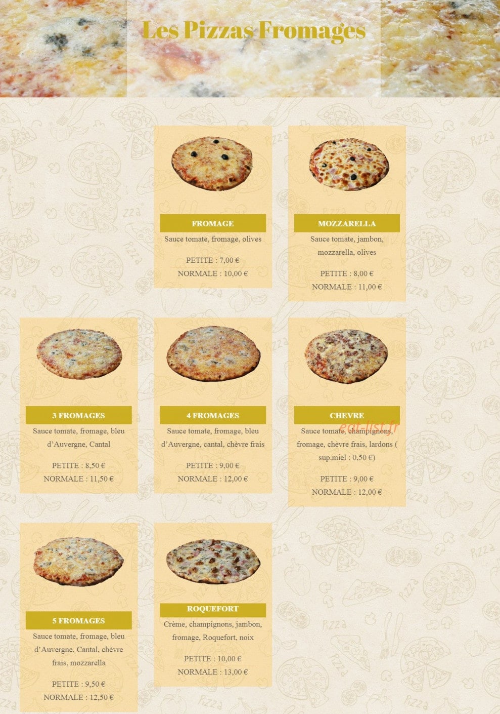 Cham' pizza — carte page 2