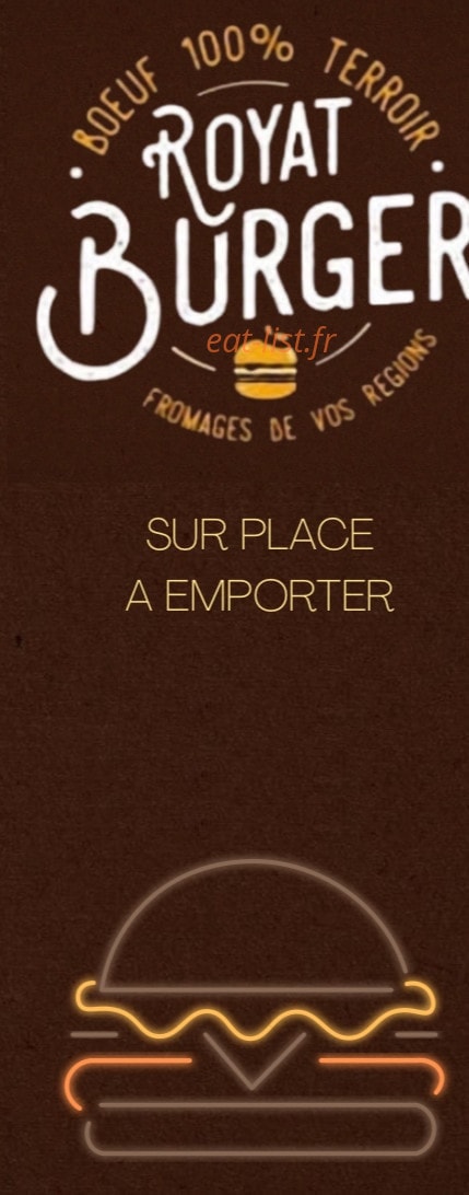 Royat Burger — carte page 1