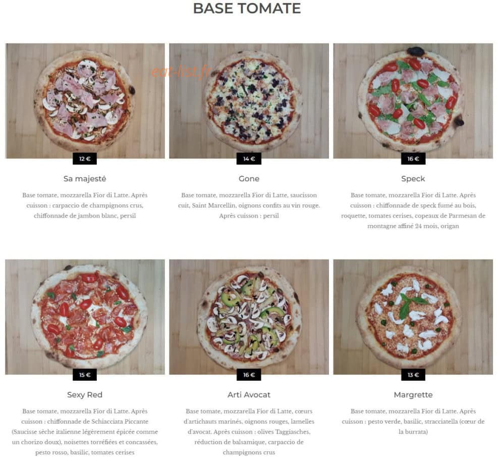 Tosta Pizza — carte page 1