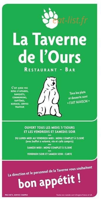 La Taverne de l'ours — carte page 1