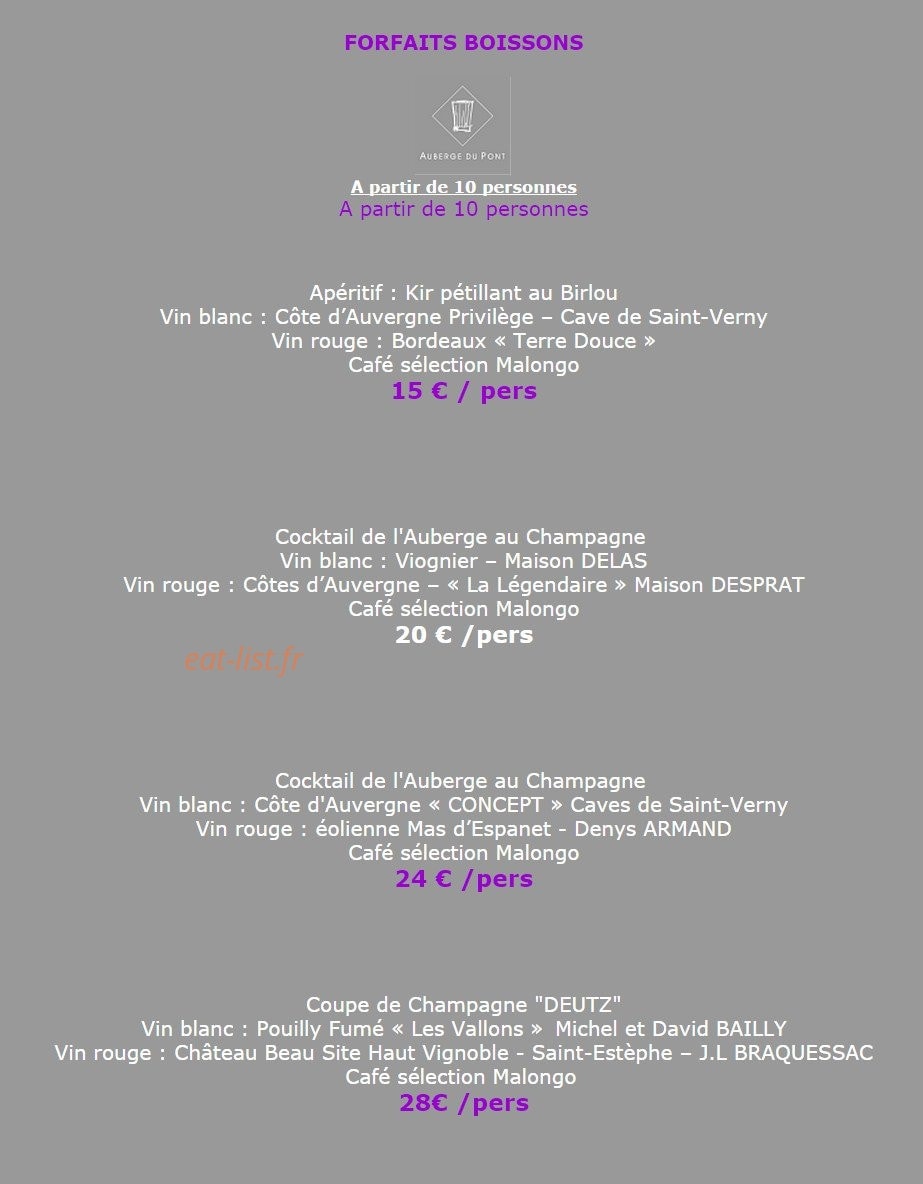 Auberge du pont — carte page 6