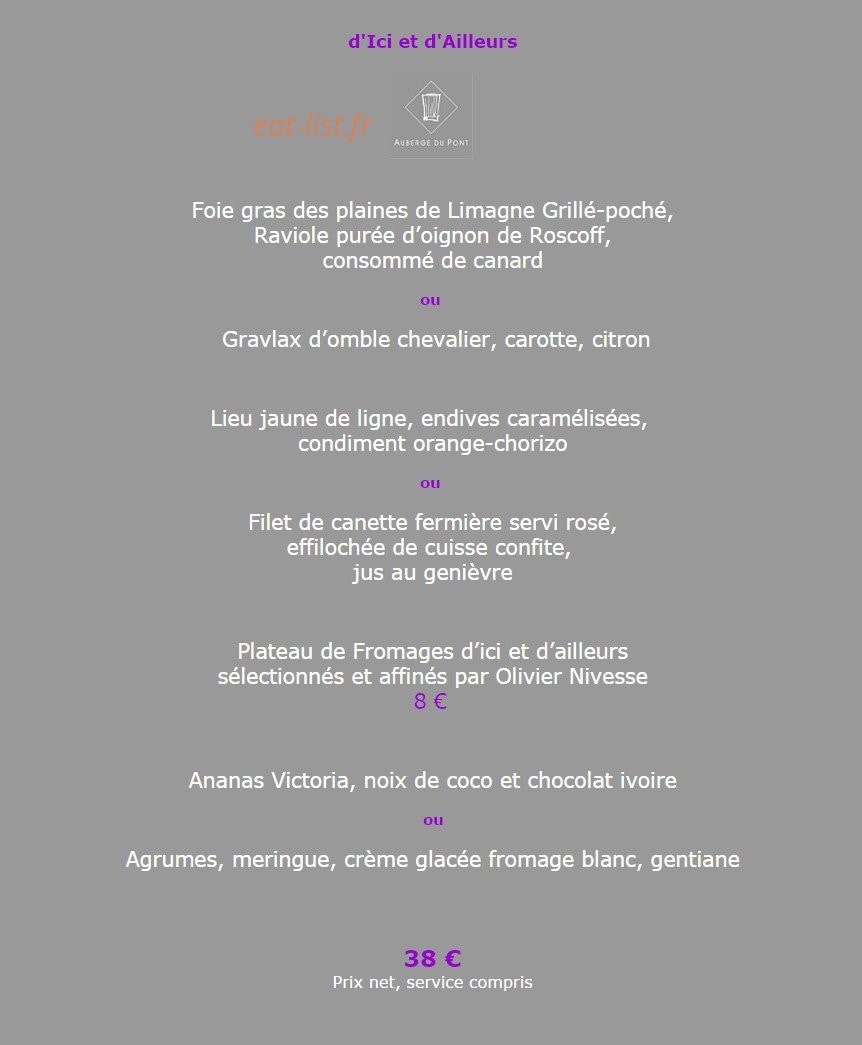 Auberge du pont — carte page 2