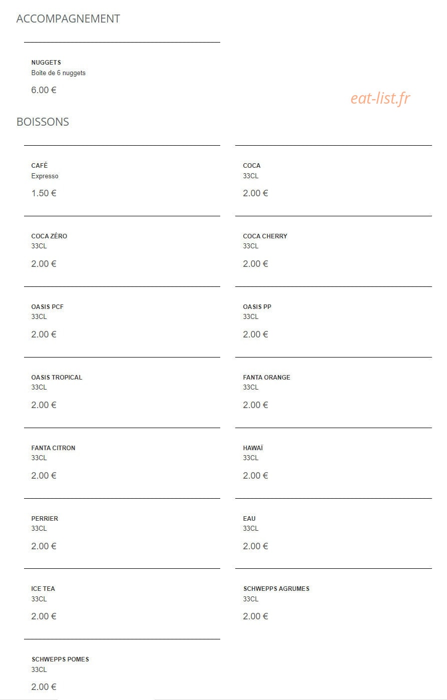 Hungry's Burger — carte page 3