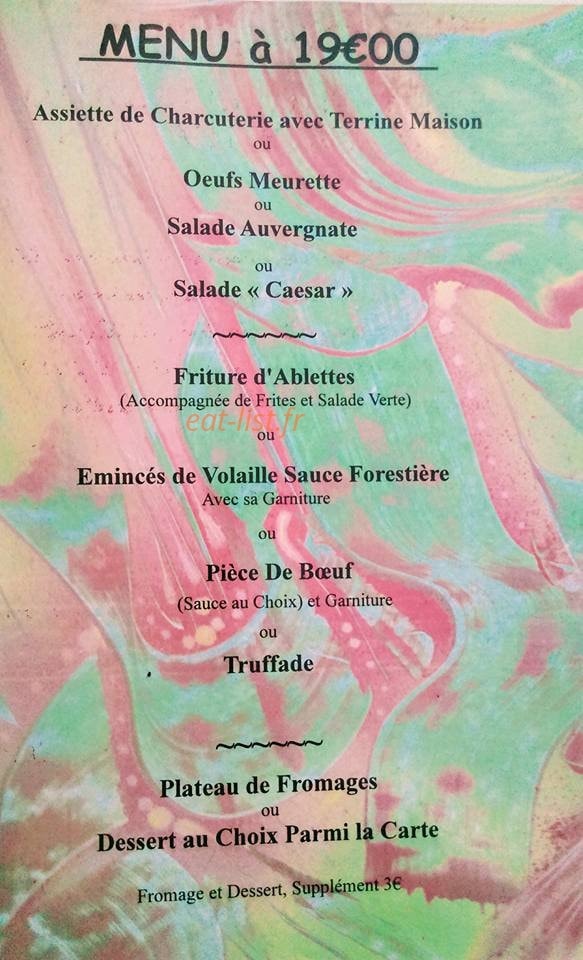 Restaurant De L Allier — carte page 2