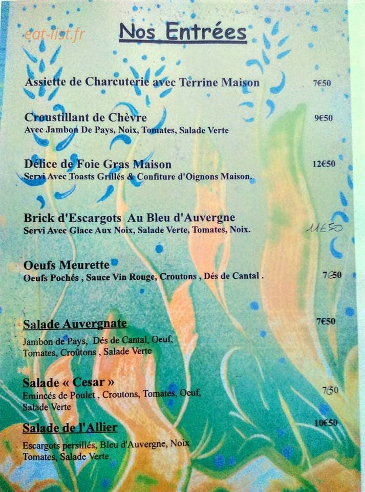 Restaurant De L Allier — carte page 4