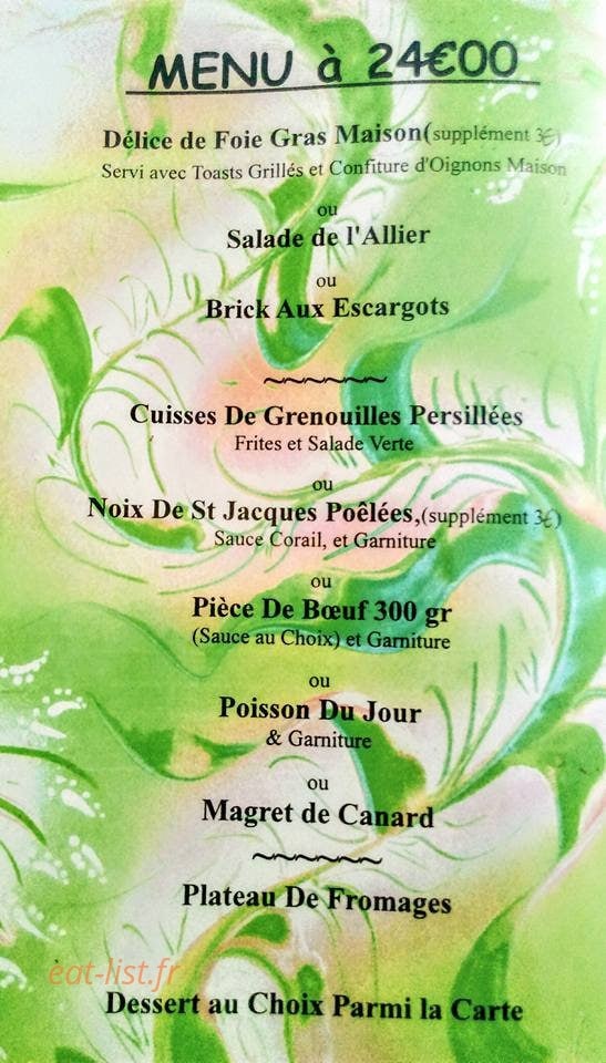Restaurant De L Allier — carte page 3