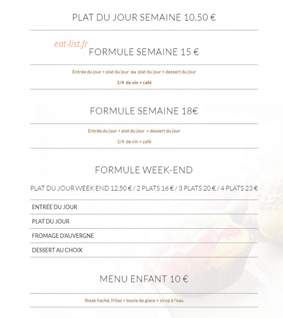 Le Bistrot d'ici — carte page 1