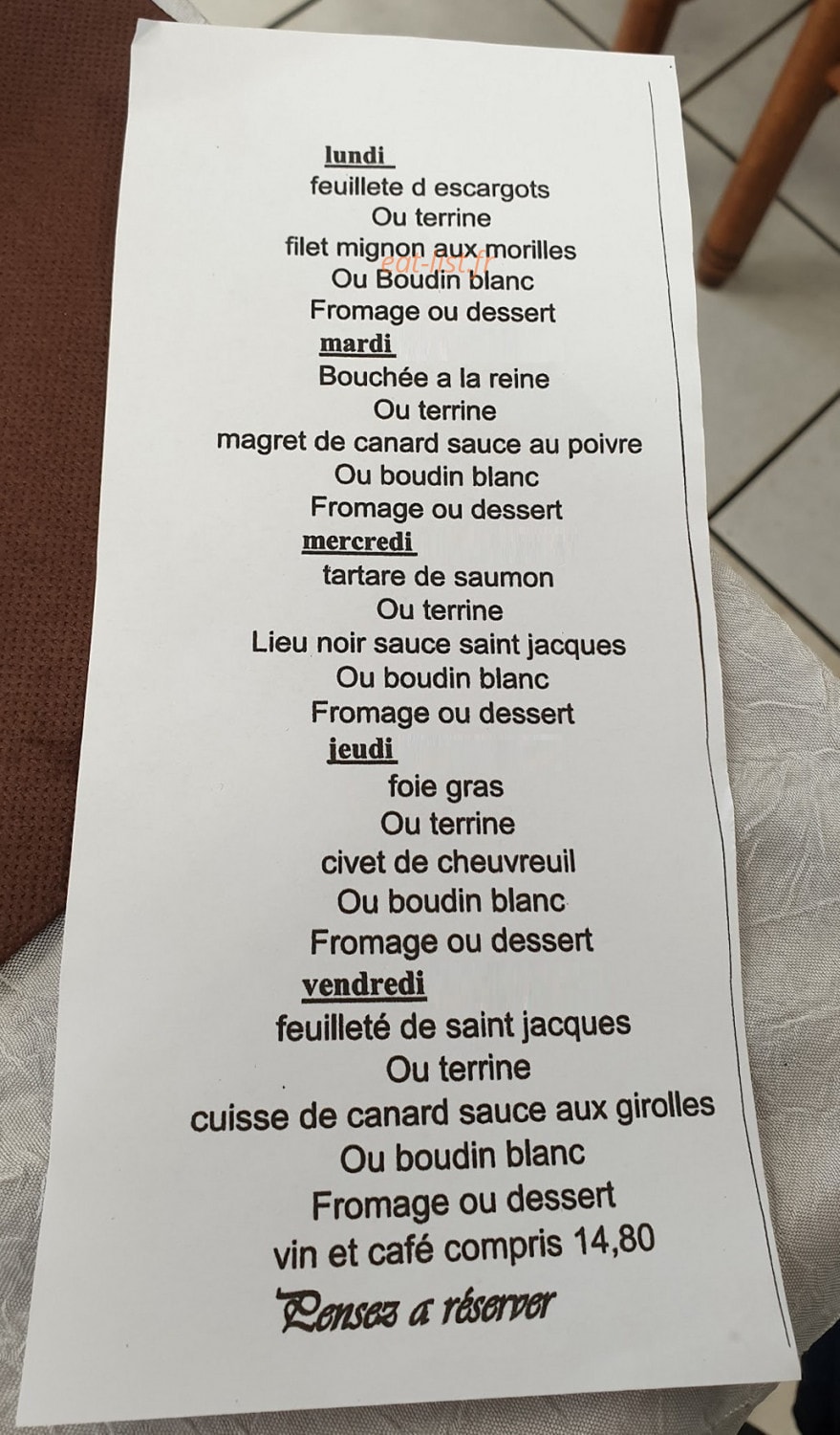 La Guinguette — carte page 2