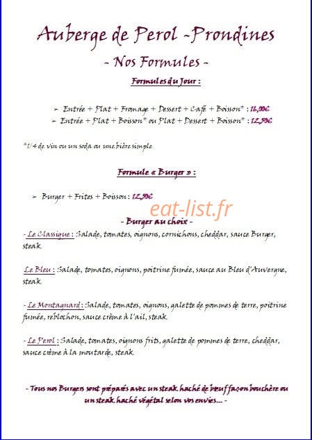 Auberge de Perol — carte page 2