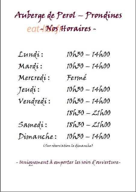Auberge de Perol — carte page 1