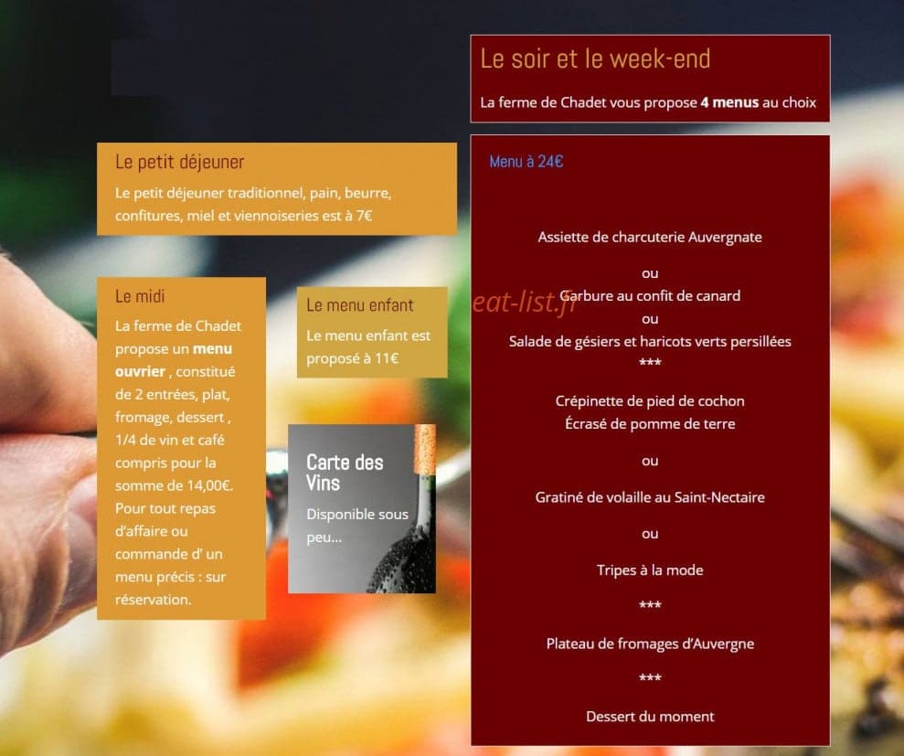 La Ferme De Chadet — carte page 1