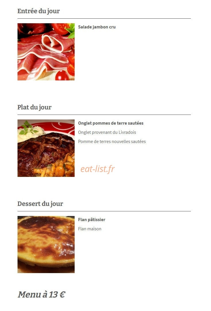 Chez Marthe — carte page 1