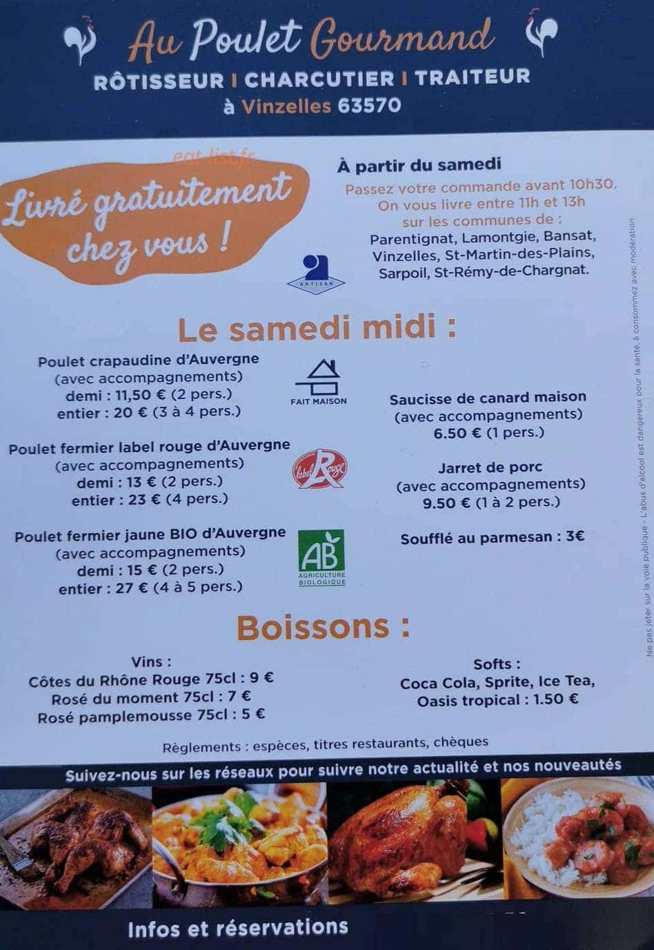 Au poulet gourmand — carte page 2