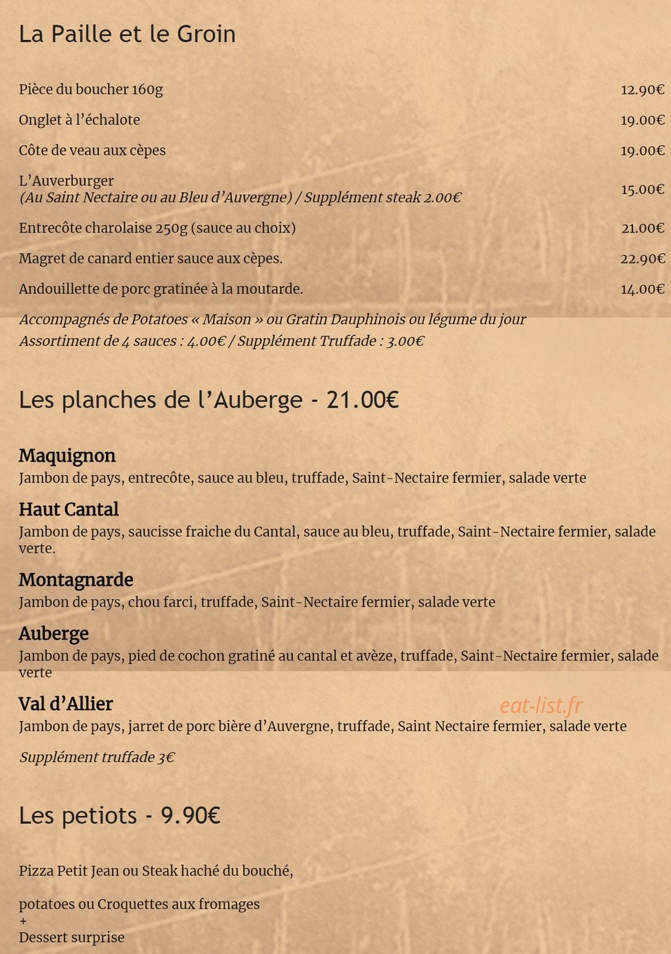 Auberge du petit mas — carte page 4