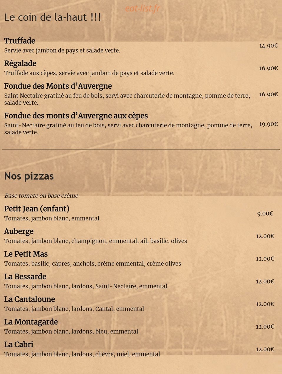 Auberge du petit mas — carte page 2