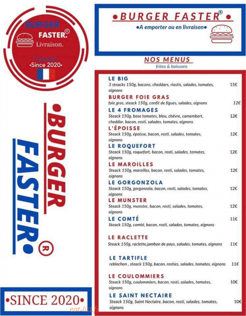 Burger Faster — carte page 1