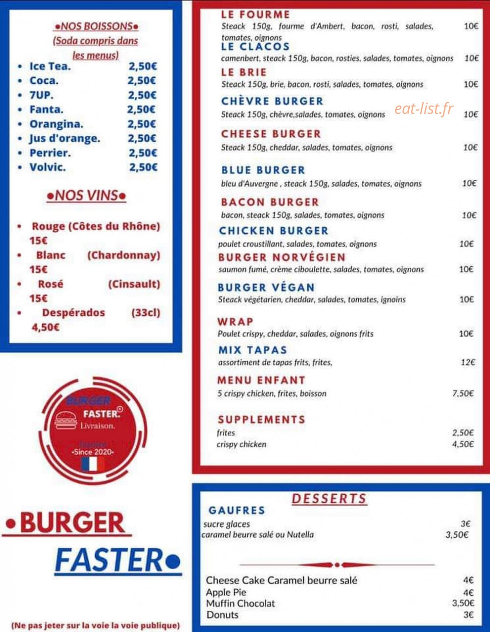 Burger Faster — carte page 2