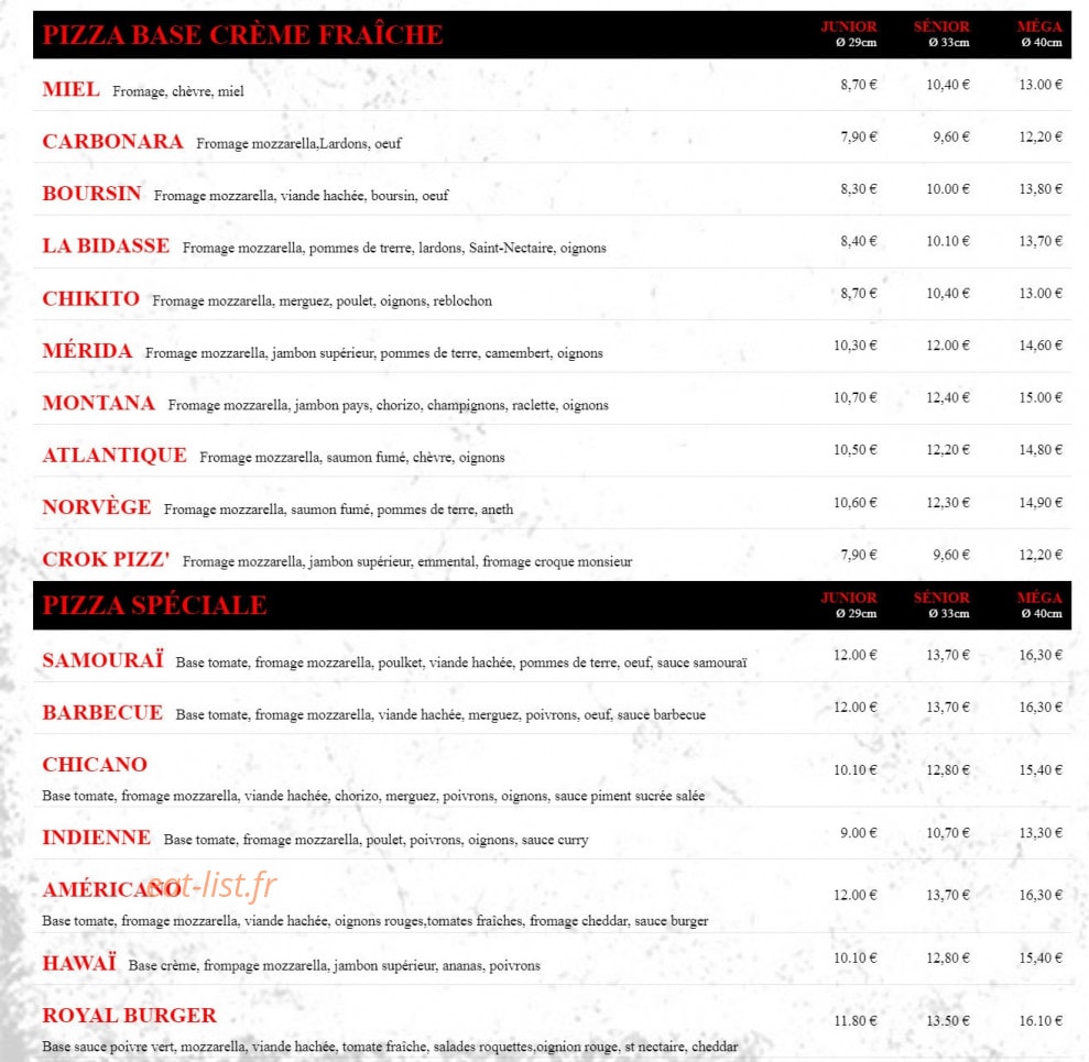 Chicano Pizza — carte page 2