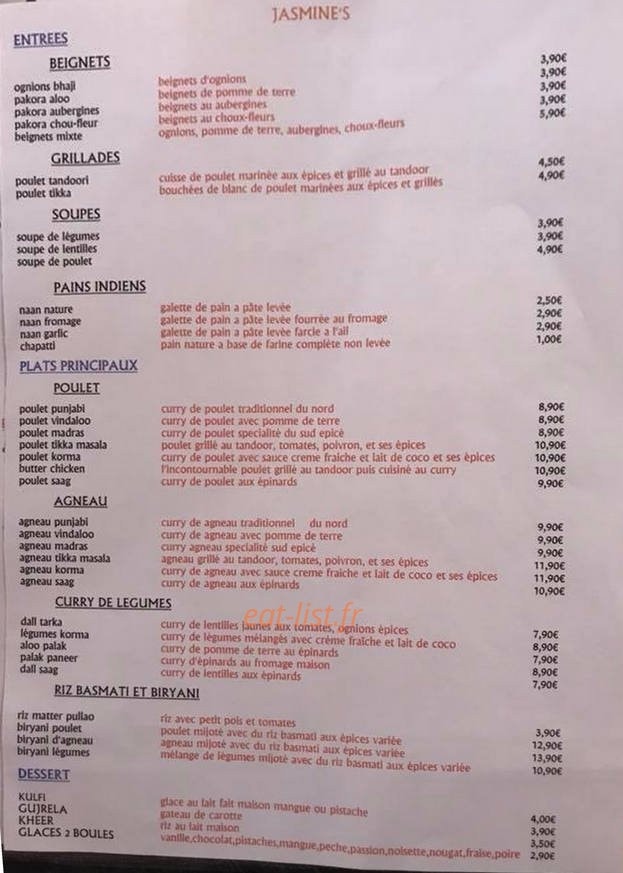 Jasmine's — carte page 3
