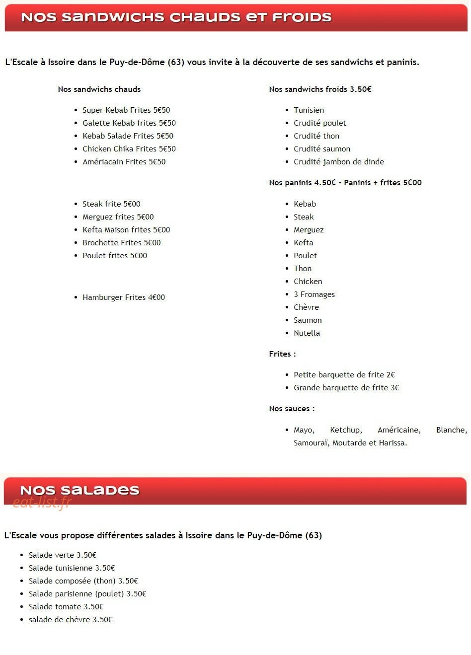 Kebab l'escale — carte page 1
