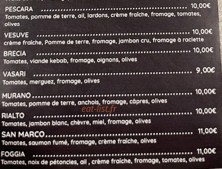 Le Comptoir à Pizza — carte page 2