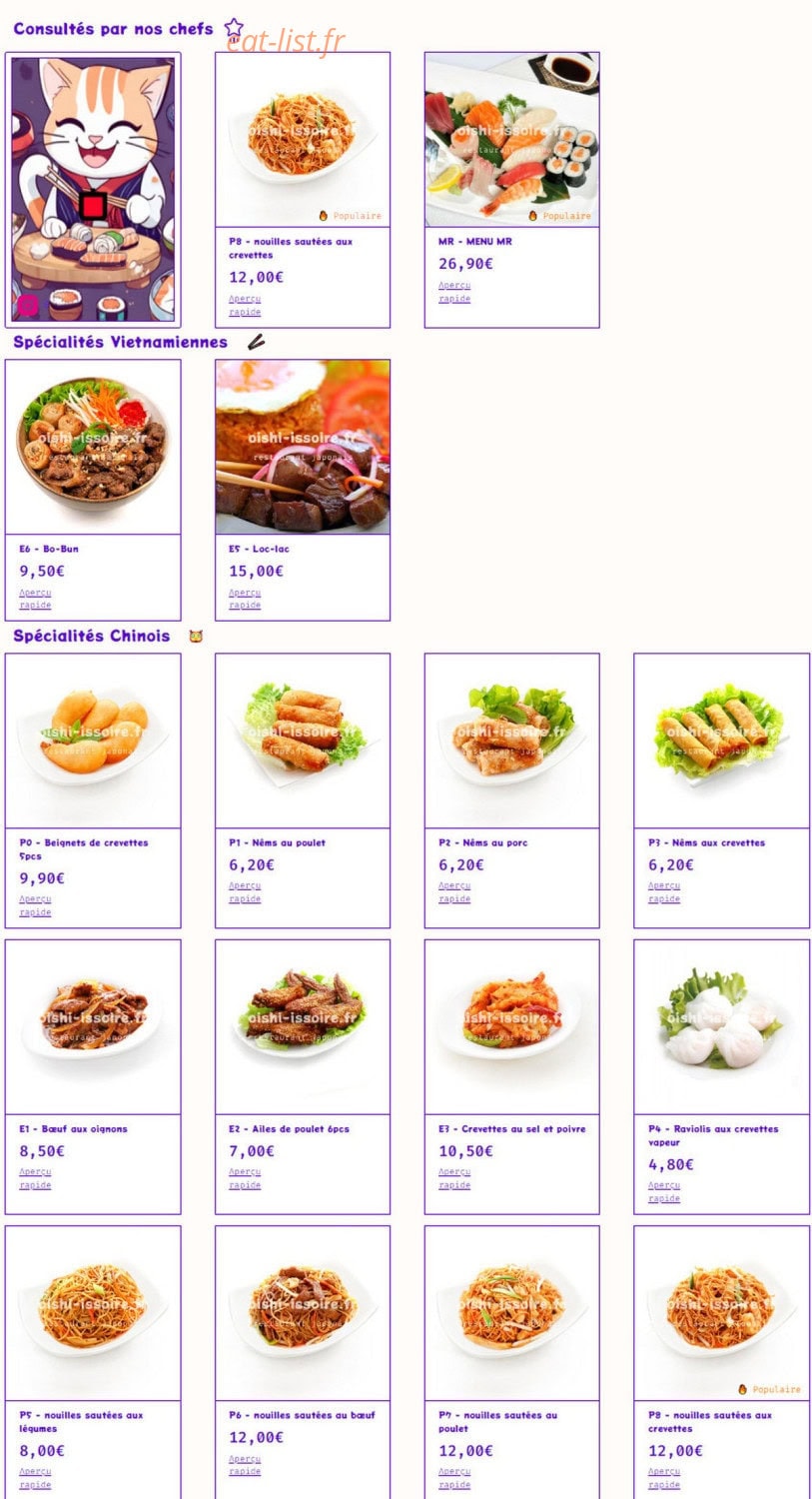 Oishi — carte page 2