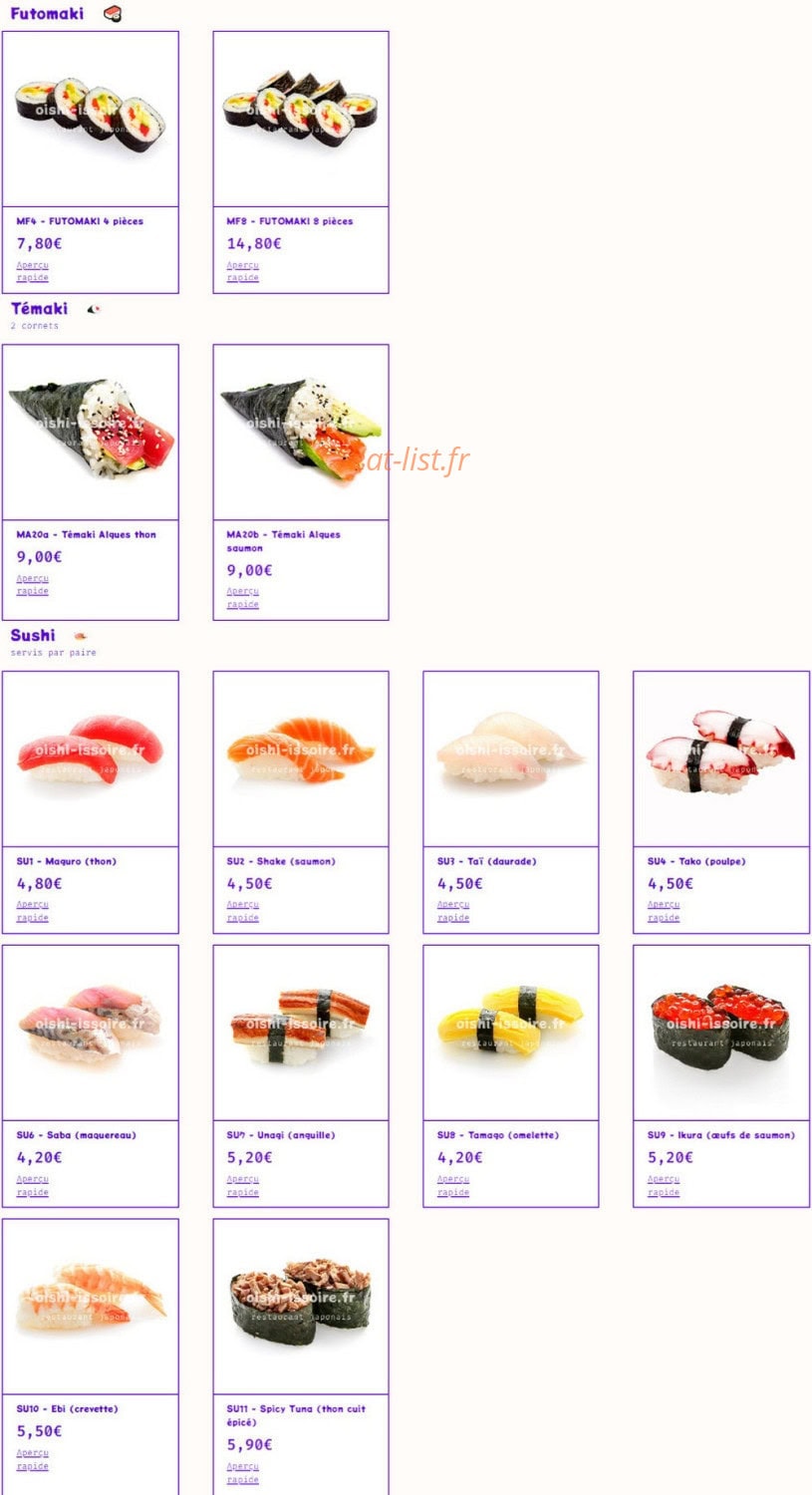Oishi — carte page 9