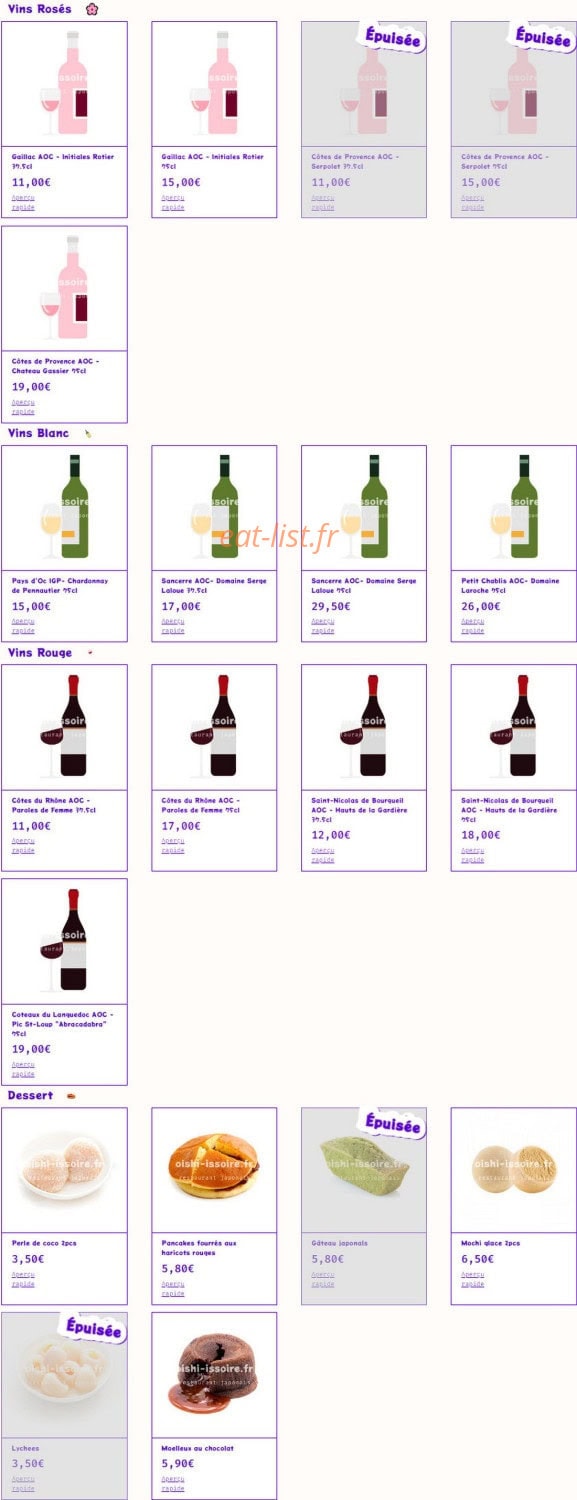 Oishi — carte page 12