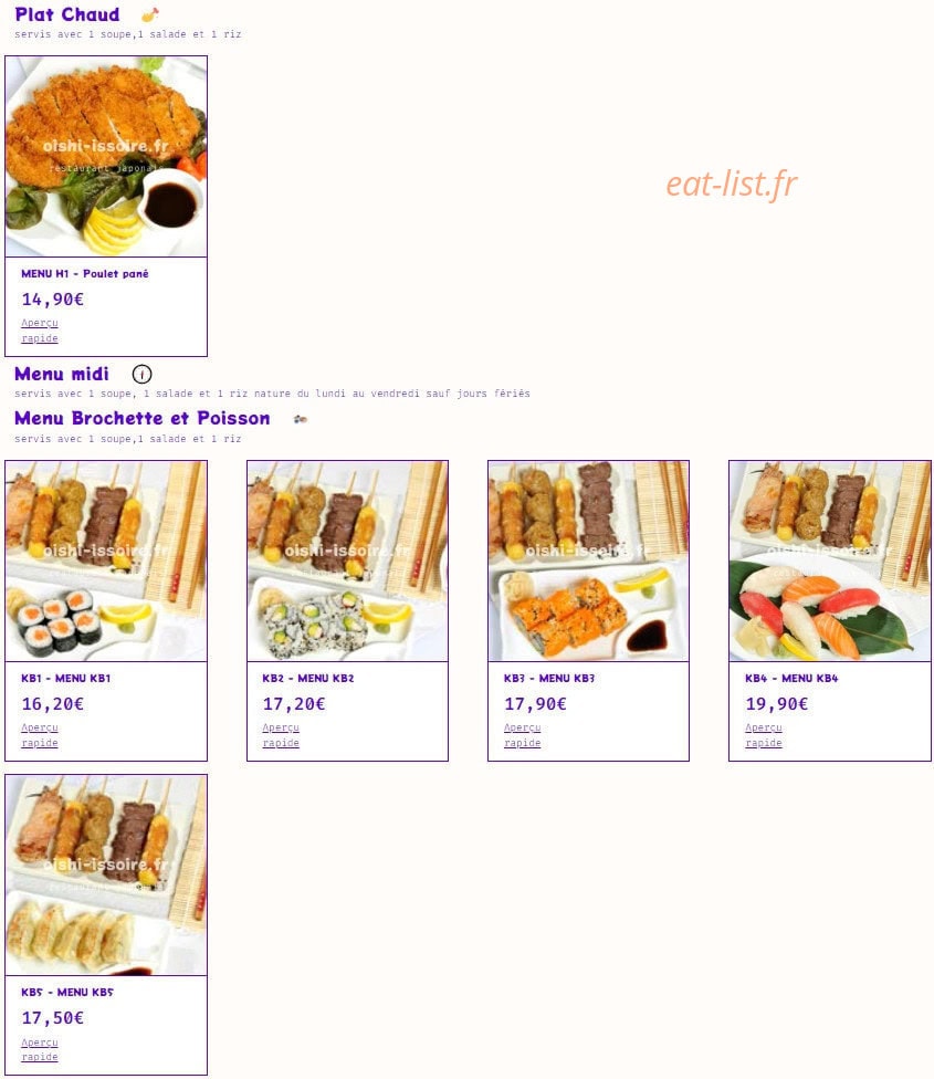 Oishi — carte page 3