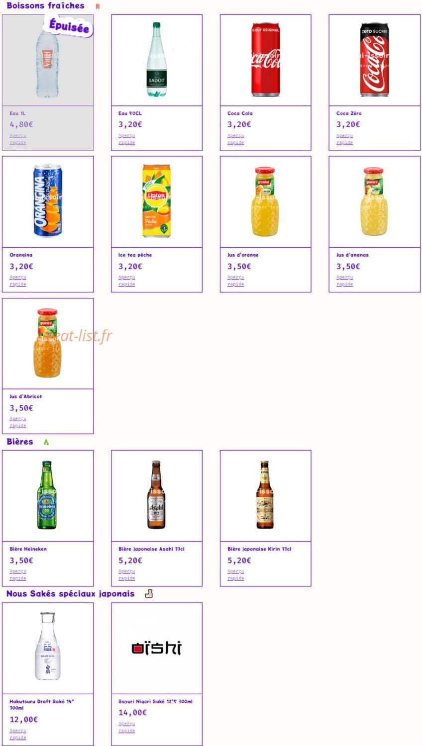 Oishi — carte page 11