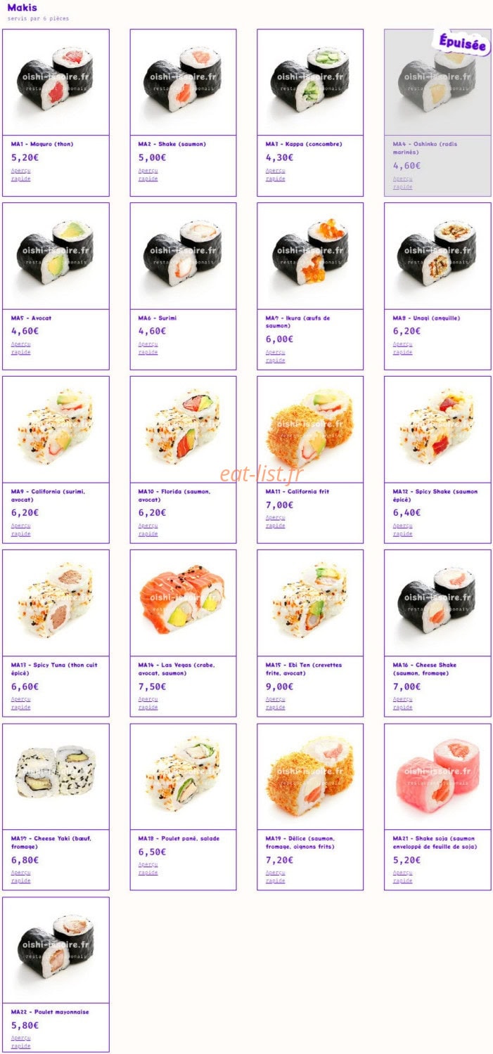 Oishi — carte page 6
