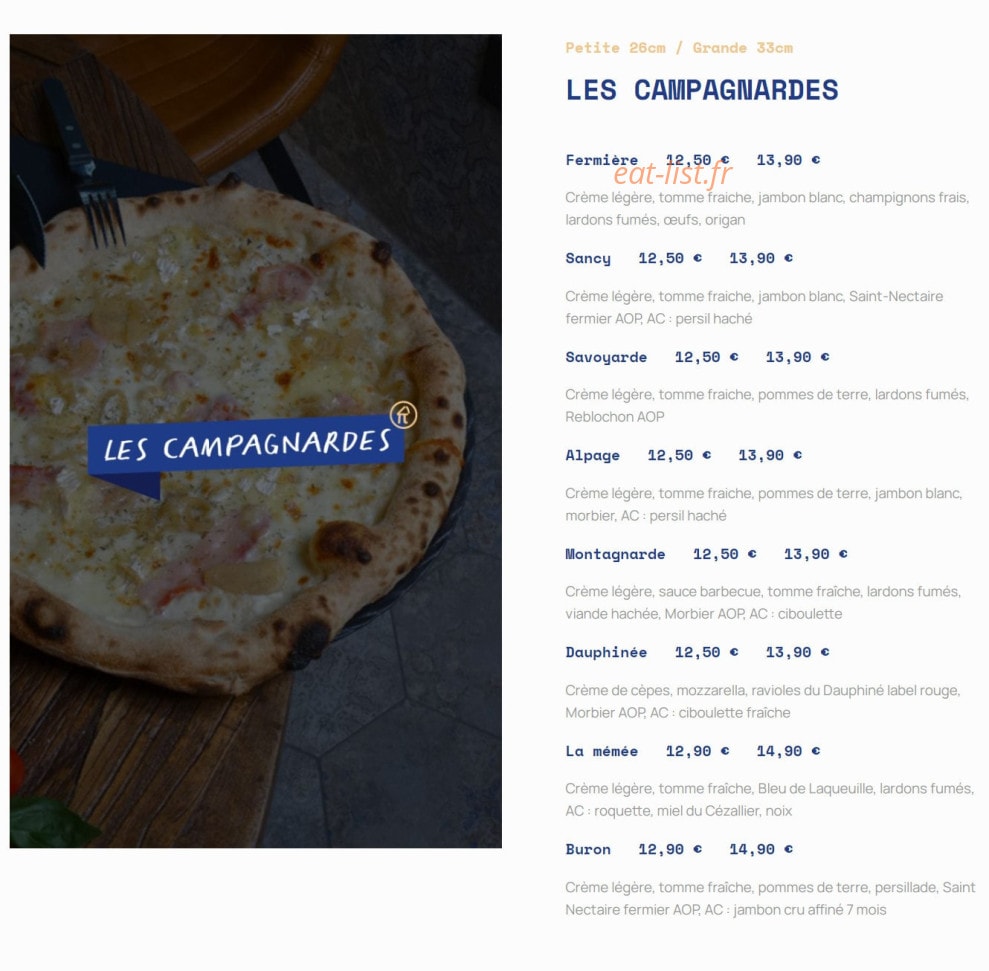 Trois Quatorze Pizza — carte page 3