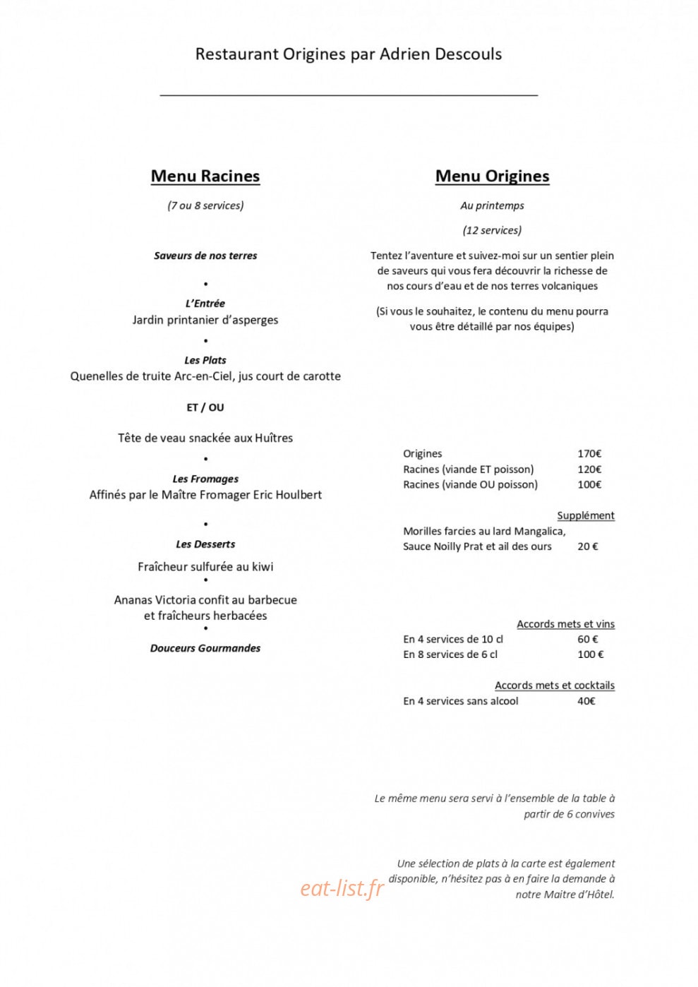 Origines — carte page 1
