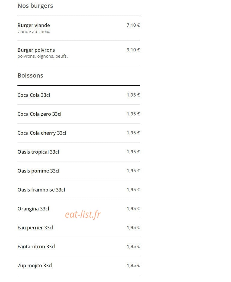 510 Food — carte page 2