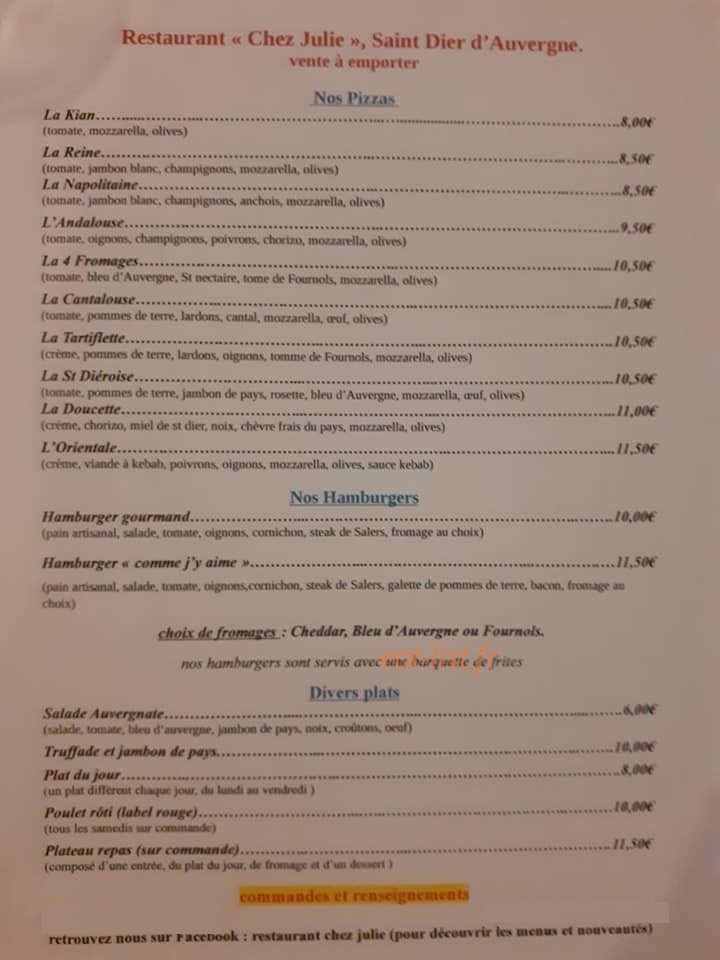 Chez Julie — carte page 1