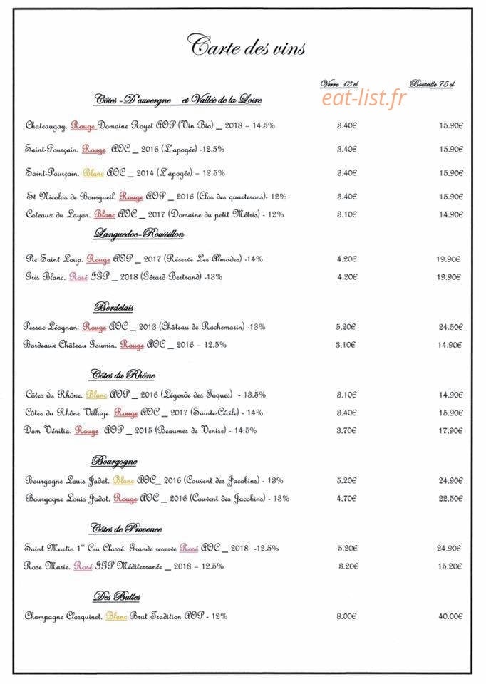 Brasserie l'Oasis — carte page 2