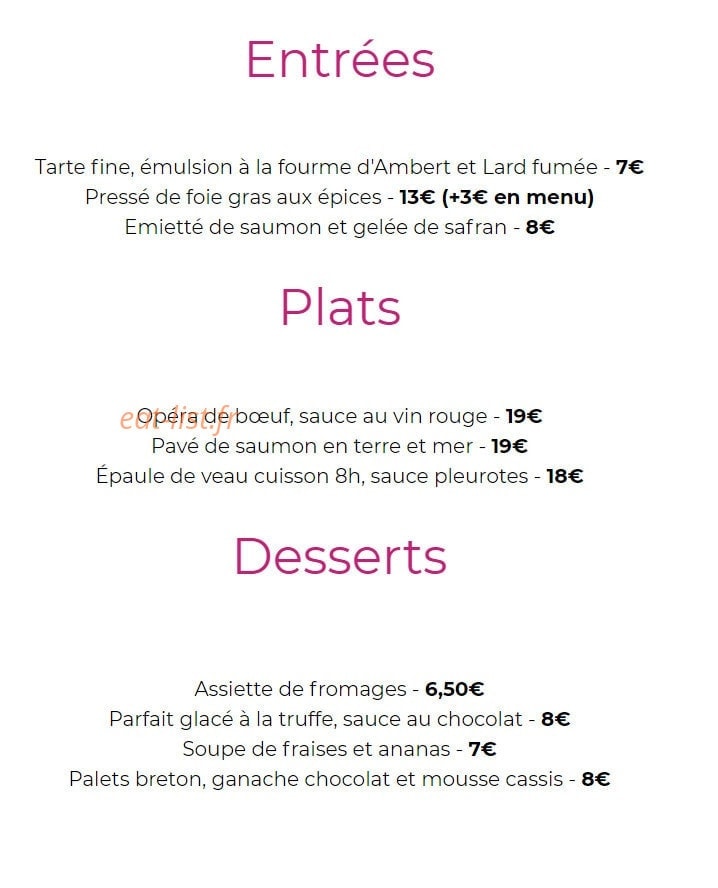 L’ambroisie — carte page 1