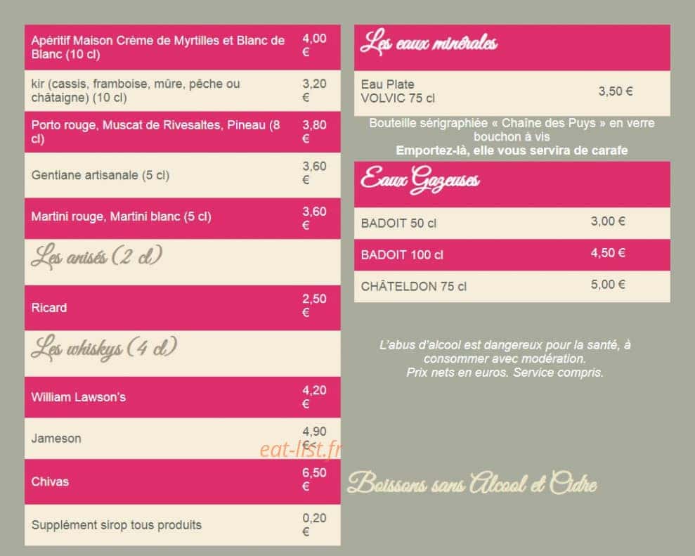La Chaumière — carte page 6