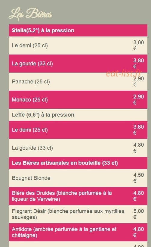 La Chaumière — carte page 8