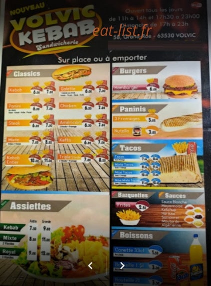 Volvic Kebab — carte page 1