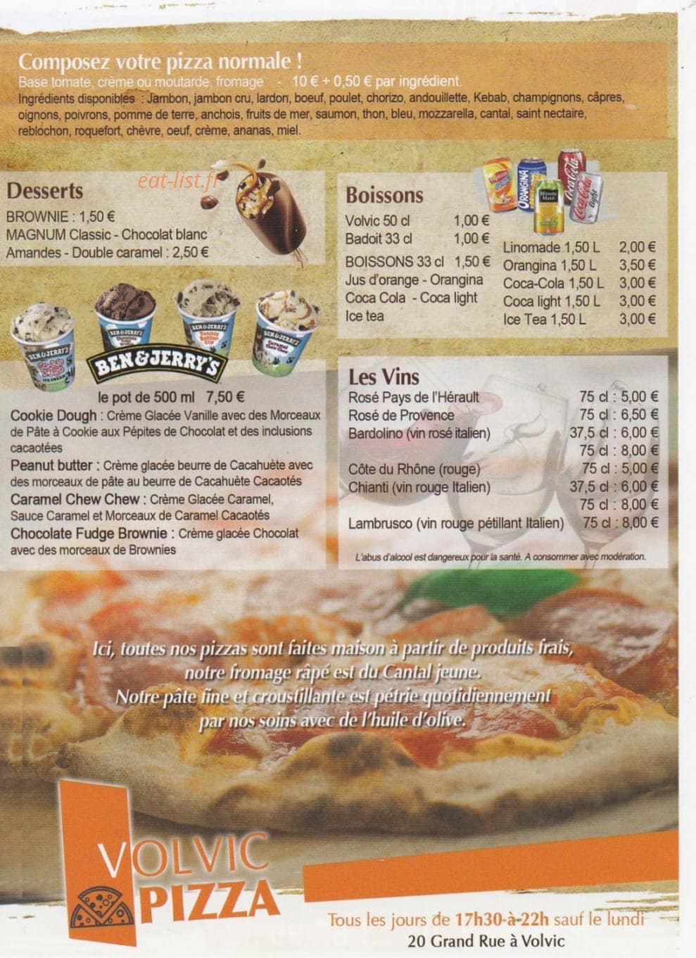Volvic Pizza — carte page 2