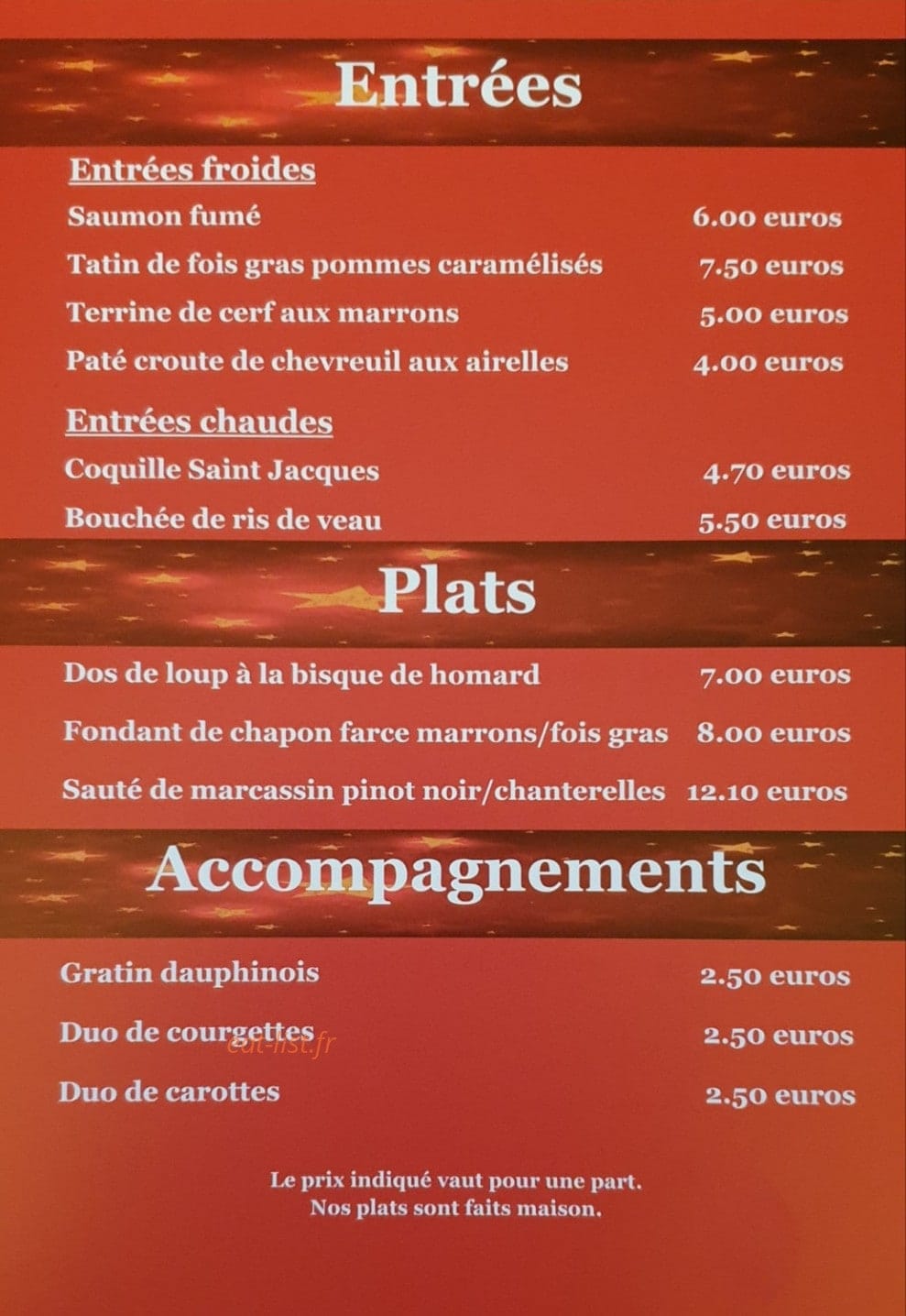 Auberge gauloise — carte page 2