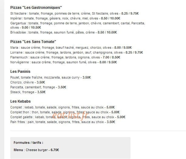 Tifosi pizza — carte page 1