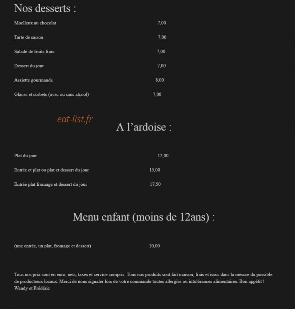 Restaurant de l'île — carte page 2